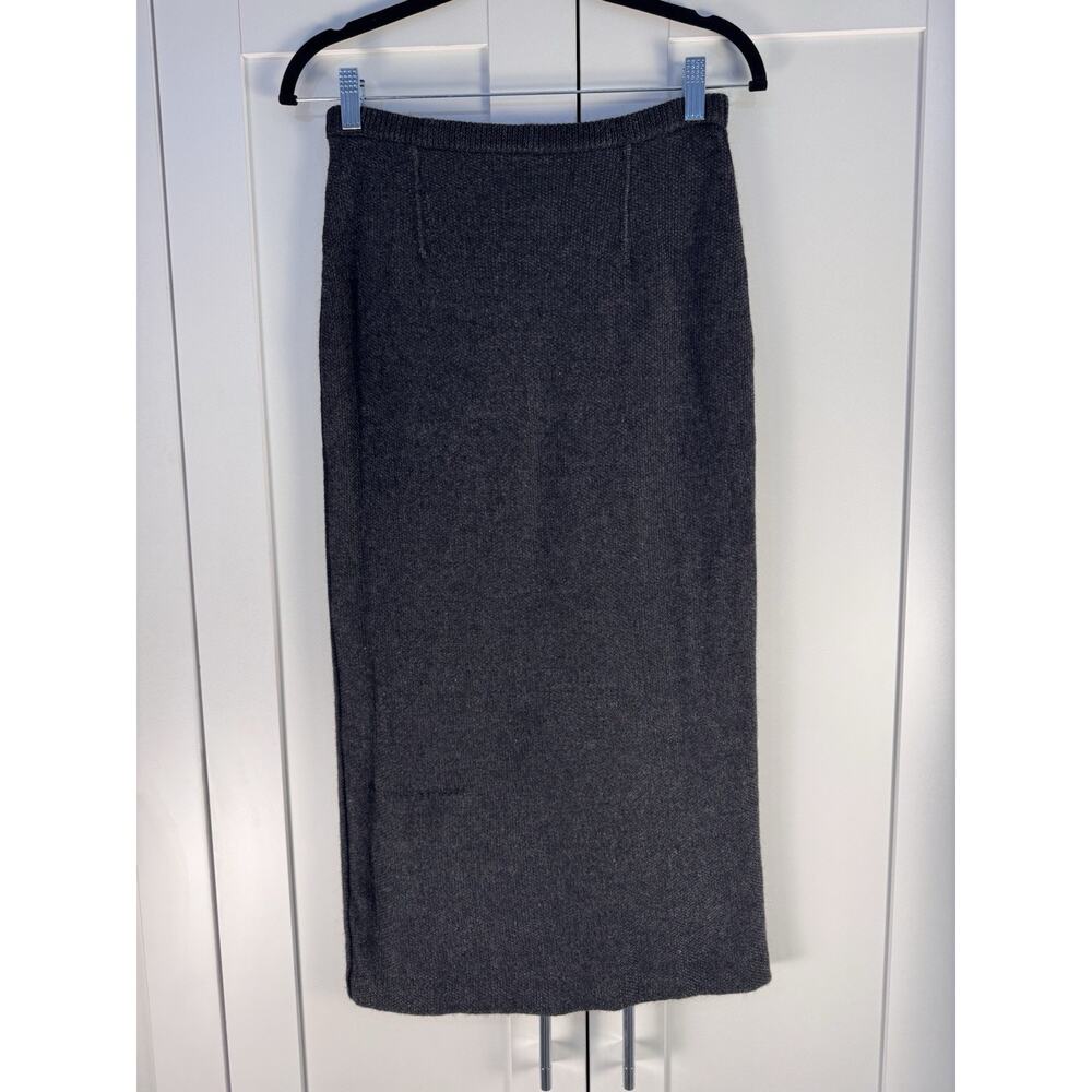 Escada Sport Alpaca Blend Sz S Knit Midi Skirt Gray Straight Minimalist Luxury